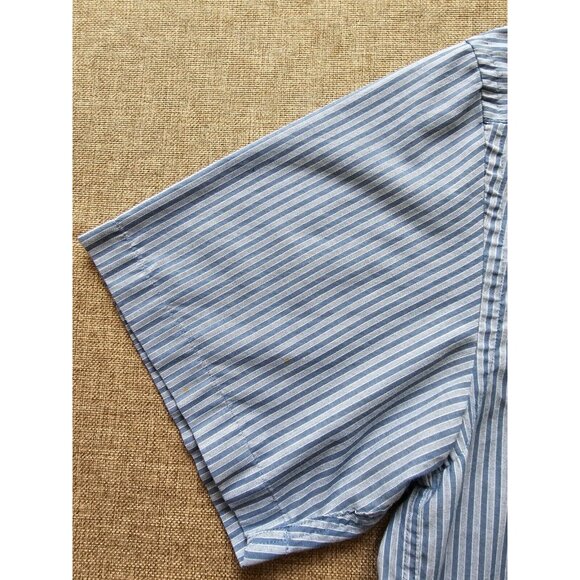 Arrow USA 1851 Shirt Men's L Blue White Casual Button Down Collared Striped - Picture 11 of 16